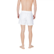 Emporio armani men swimwear white polyamide boxer shorts with a relaxed fit and elastic waistband