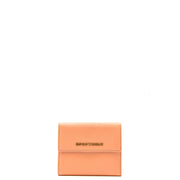 Emporio Armani Damen-Ledergeldbörse in Koralle mit pfirsichfarbenen Fächern aus Glattleder und goldfarbenem Logo-Emblem.