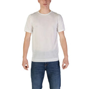White short-sleeved crew neck viscose t-shirt with ribbed hem from fashion brand men polo collection
