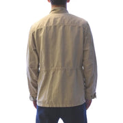 Beigefarbener, langer Rollkragenblazer aus Baumwoll-Leinen-Mischgewebe von Fay mit lässiger Passform und dezenten Ziernähten