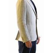 Hellgrauer, strukturierter Dreiknopf-Blazer mit dezentem Muster aus Baumwollleinen von Fay für Herren
