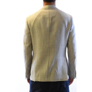 Fay Herrenblazer in Hellbeige mit dezentem Karomuster aus strukturiertem Baumwoll-Leinen-Gewebe