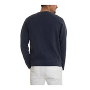 Marineblauer Baumwollpullover mit Rundhalsausschnitt, gerippten Bündchen und Saum von Fay Men Knitwear in Langarmausführung