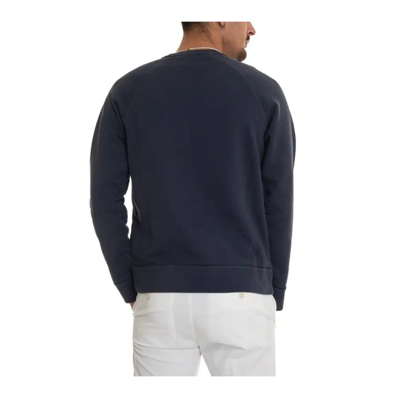 Marineblauer Baumwollpullover mit Rundhalsausschnitt, gerippten Bündchen und Saum von Fay Men Knitwear in Langarmausführung