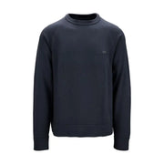 Fay Herren-Sweatshirt aus dunkelblauer Baumwolle mit Rundhalsausschnitt und dezentem schwarzem Logo-Patch auf der linken Brust