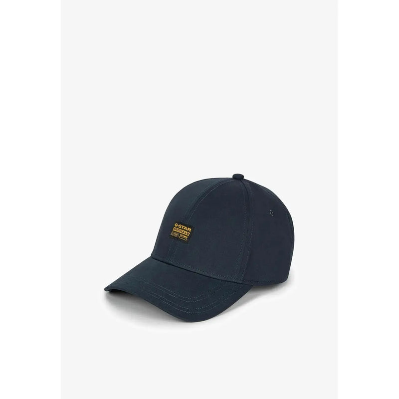 G-Star-Kappe für Herren in Dunkelblau mit goldfarbenem, gesticktem Logo-Patch, Vorderansicht
