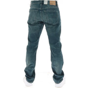 G-Star Jeans D23692 für Herren aus dunkelblauem Denim mit fünf Taschen und braunem Lederetikett, Vorderansicht