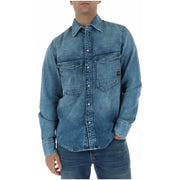 G-Star Herrenhemd aus blauem Denim mit langen Ärmeln, zwei Brusttaschen und Knopfleiste für lässige Anlässe
