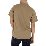 Beige gerippte Baumwolle t-shirt mit klassischem Rundhalsausschnitt und kurzen Ärmeln aus der G-Star Herrenkollektion aus Bio-Baumwolle.