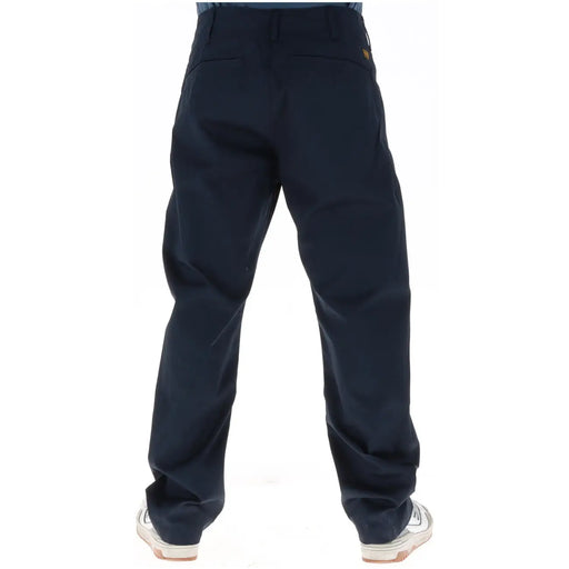 Dark navy blue G-star men trousers cotton work pants with classic straight-leg cut and subtle stitching details