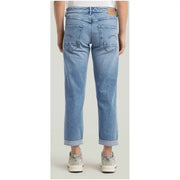 G-Star Damen-Jeans aus hellblauem Denim mit klassischem geradem Bein, umgeschlagenen Bündchen und Stretchmaterial aus Baumwolle