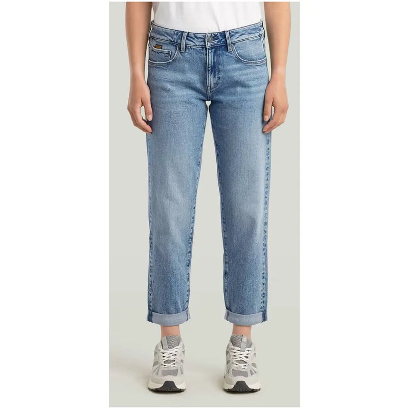 Hellblaue Stretch-Jeans aus Baumwolle von G Star Women mit lässigem, geradem Bein und umgeschlagenen Säumen
