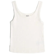 Ein minimalistisches, weißes, geripptes Baumwoll-Tanktop top mit rundem Ausschnitt und dünnen Trägern von G-Star Damen
