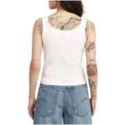 Weißes geripptes Baumwoll-Tanktop top Rundhalsausschnitt und ärmelloses Design aus der G-Star Damenkollektion, Vorderansicht