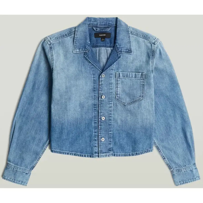 Hellblauer Baumwollblazer von G-Star für Damen mit klassischem Kragen und Brusttasche