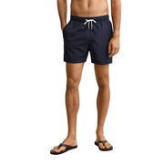 Navy blue Gant men swimwear polyamide board shorts with white drawstring for light blue style and beach use