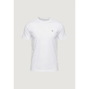 Gant Herren-T-Shirt, weiß, Rundhalsausschnitt, Kurzarm, 100 % Baumwolle, mit kleinem, gesticktem Logo auf der linken Brust.