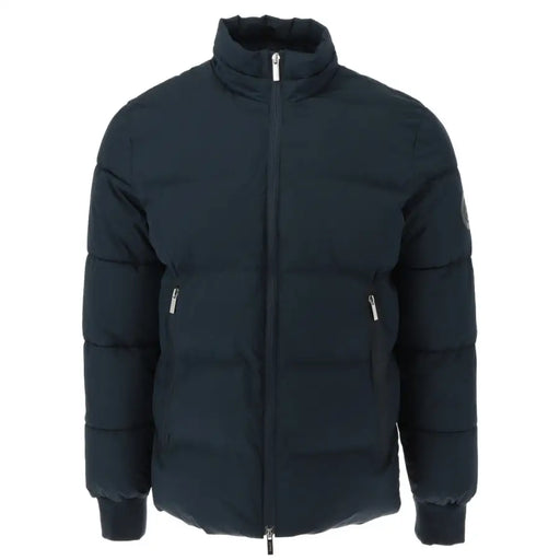 Gaudì men’s blue dark navy puffer jacket with high collar, front zipper closure, and two side pockets