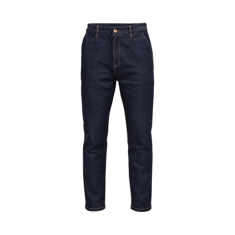 Gianni Lupo Karottenjeans von Jonas für Herren aus dunkelindigofarbenem Denim mit schmaler Passform und dezenten Ziernähten, Vorderansicht