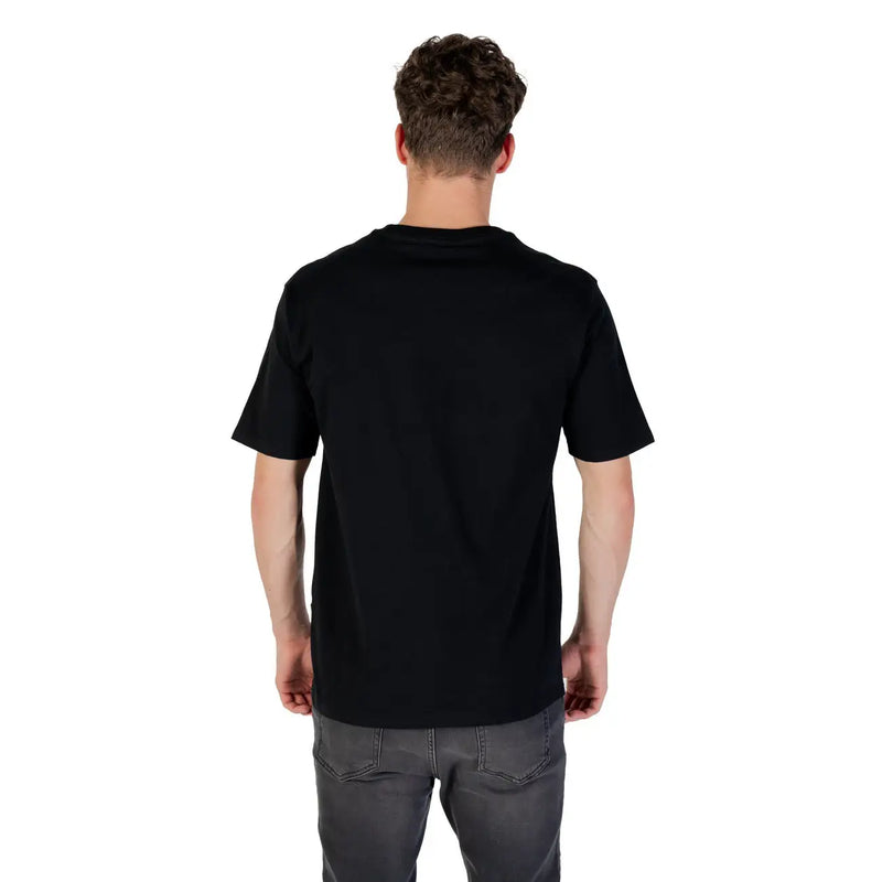 Gianni Lupo men black printed short sleeve cotton t shirt with crew neck and short sleeves in a classic fit