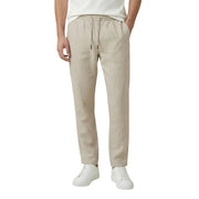Beige Leinen gianni lupo Herrenhose mit Kordelzugbund und schmal zulaufendem Bein aus Lyocell für die Freizeit