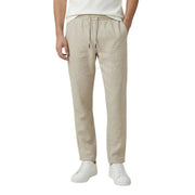 Beige linen gianni lupo men trousers with drawstring waistband tapered legs made of lyocell for casual wear