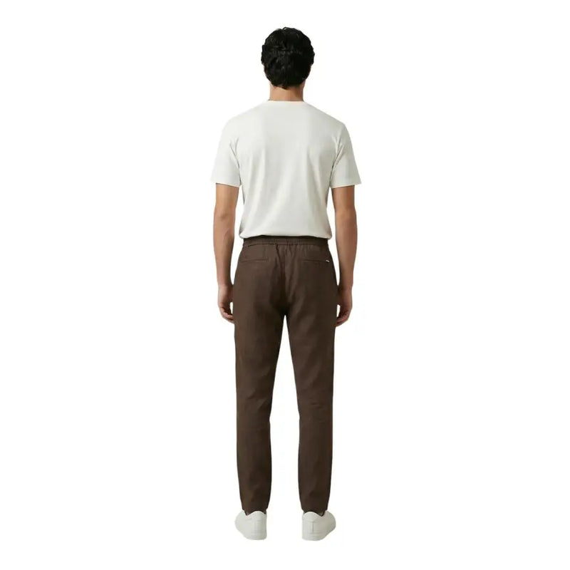 Gianni lupo Braune Herrenhose aus Lyocell mit Schnürung, lockerer Passform und elastischem Bund