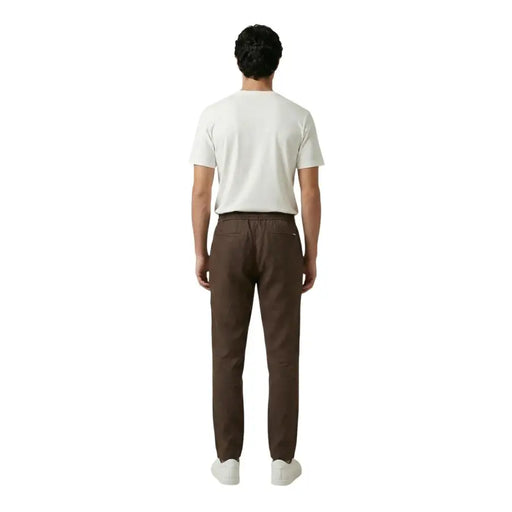 Gianni lupo Braune Herrenhose aus Lyocell mit Schnürung, lockerer Passform und elastischem Bund