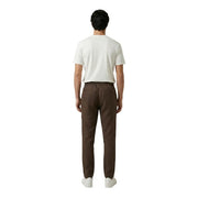 Gianni lupo men brown lyocell trousers with laces featuring relaxed fit and elastic waistband detail