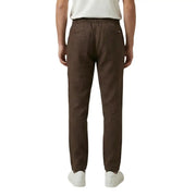 Back view of gianni lupo men brown lyocell chino trousers featuring elastic waistband and two rear pockets