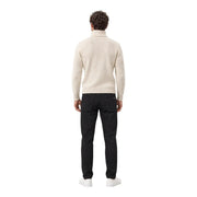 Ein cremefarbener, gerippter Rollkragenpullover aus Baumwolle mit klassischer, taillierter Silhouette für Herren von gianni lupo