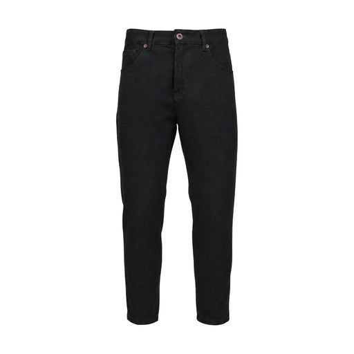 Schwarze Baumwolle gianni lupo Herrenhose aus schwarzem Denim mit geradem Bein und silberfarbenem Knopfverschluss
