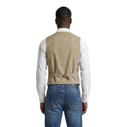 Beige taillierte Stretch-Baumwollweste von gianni lupo mit Gürteldetail an der Taille für Herren