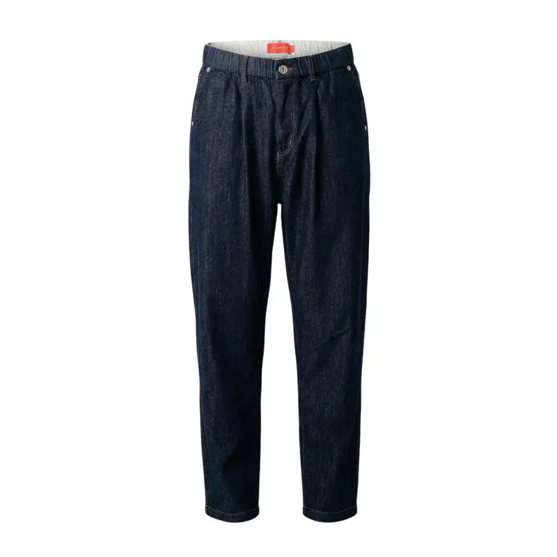 Gianni lupo Herrenjeans, blau, aus Baumwollstretch, schmal geschnitten, dunkelindigofarbene Denimhose mit lockerer Passform und elastischem Bund