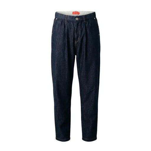 Gianni lupo Herrenjeans, blau, aus Baumwollstretch, schmal geschnitten, dunkelindigofarbene Denimhose mit lockerer Passform und elastischem Bund