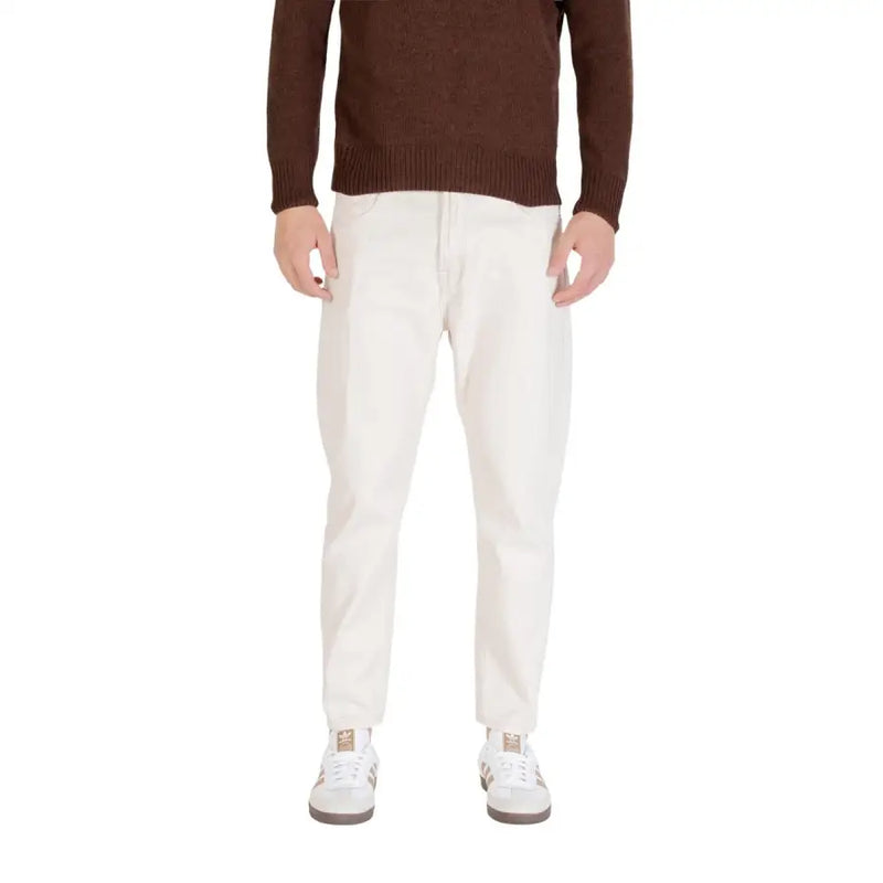 Cremefarbene Slim-Fit-Passform gianni lupo Herren-Jeans, weiße Baumwoll-Denimhose GL6228Q-F25 mit modernem Schnitt
