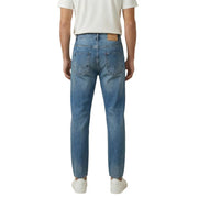 Gianni Lupo men light blue denim jeans with a classic straight-leg cut and subtle worn out fading effects