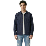 Dunkelblaue Jeansjacke von Gianni Lupo mit zwei Brusttaschen und braunen Knöpfen für Herren