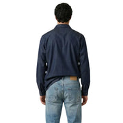 Gianni Lupo Herrenhemd aus dunkelblauem Denim mit klassischem Kragen und geknöpften Manschetten für einen stilvollen Freizeitlook