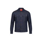 Gianni Lupo Herrenhemd, dunkelblaue Jeansjacke mit zwei Brusttaschen und braunen Knöpfen aus Denim-Material