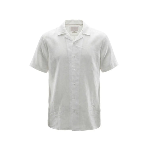 Gianni Lupo men shirt in crisp white short-sleeved button-up design with classic collar and subtle texture