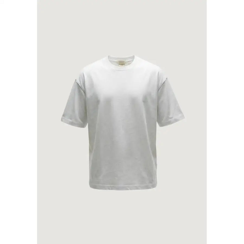 Gianni Lupo Herren-T-Shirt, weiß, Baumwolle, Kurzarm, Rundhalsausschnitt, lockere Passform und dezenter Farbverlauf an den Ärmeln.