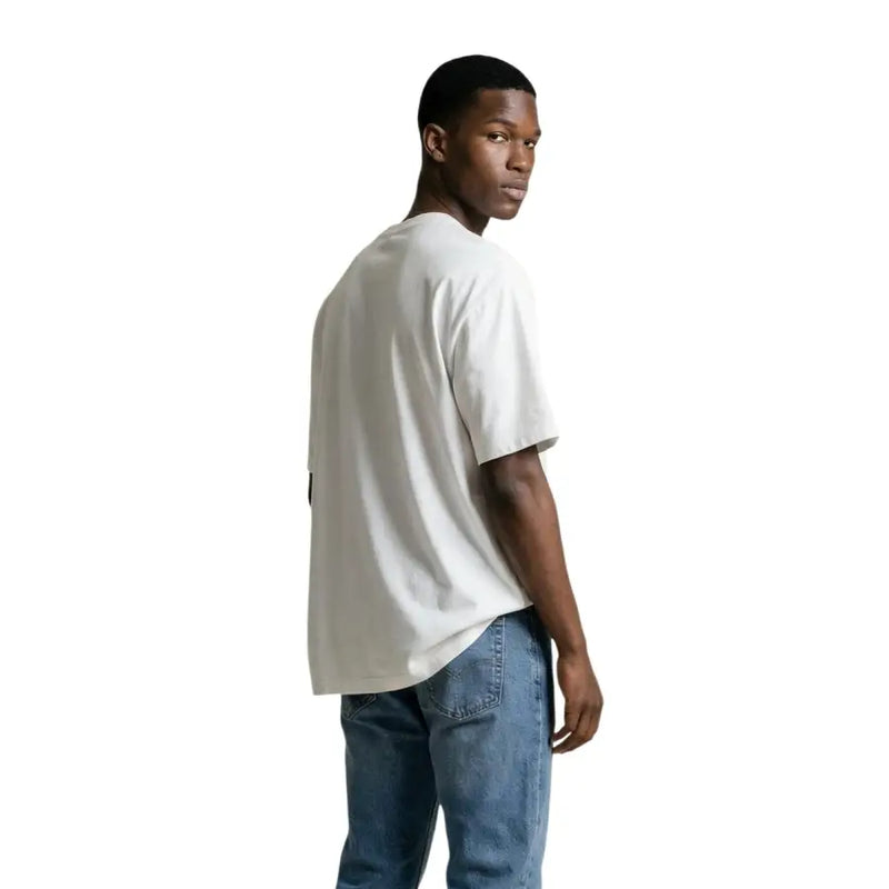 Gianni Lupo Weißes Herren-T-Shirt mit Oversize-Rundhalsausschnitt, 100 % Baumwolle, dezente schwarze Seitennaht