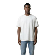 Gianni Lupo Weißes Herren-T-Shirt mit Rundhalsausschnitt, 100 % Baumwolle, lockerer Passform und dezentem Logo unten links.