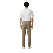 Khaki chino trousers by Gianni Lupo for men with a relaxed fit and rolled cuffs in durable cotton material