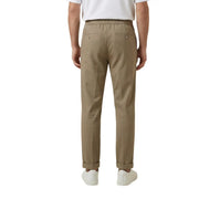 Gianni Lupo men trousers khaki slim fit with elastic waistband and rolled cuffs for comfortable casual wear
