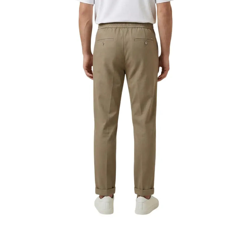Gianni Lupo Herrenhose in Khaki, schmale Passform mit elastischem Bund und umgeschlagenen Beinabschlüssen für bequemen Freizeitlook