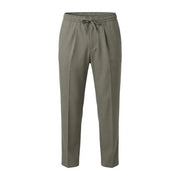 Olivgrün gianni lupo Herrenhose mit Kordelzug im Bund, schmal geschnitten, aus Polyester-Viskose-Mischgewebe