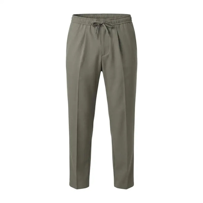 Olivgrün gianni lupo Herrenhose mit Kordelzug im Bund, schmal geschnitten, aus Polyester-Viskose-Mischgewebe