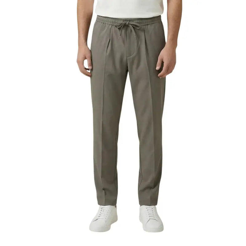 Olivgrün plissiert gianni lupo Herrenhose mit Kordelzugbund aus Polyester-Viskose, Modell GL002LT